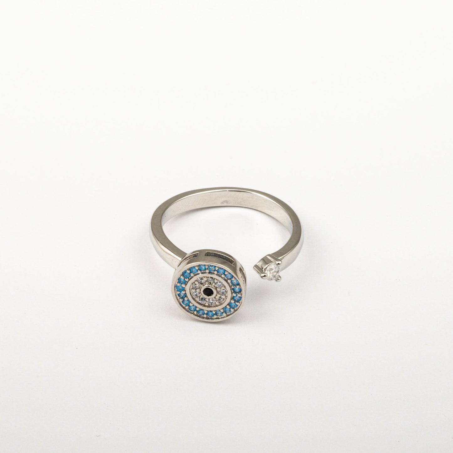 Anillo Giratorio Ojo Turco Plateado