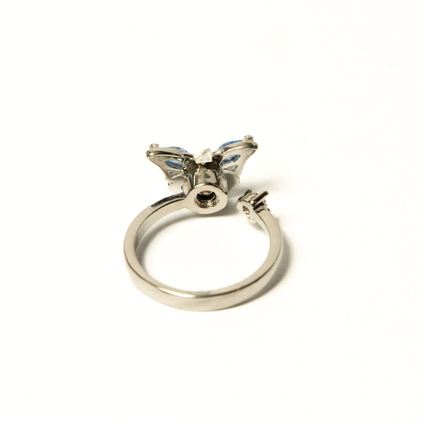 Anillo Giratorio Mariposa Plateado y Celeste - Agosto 18