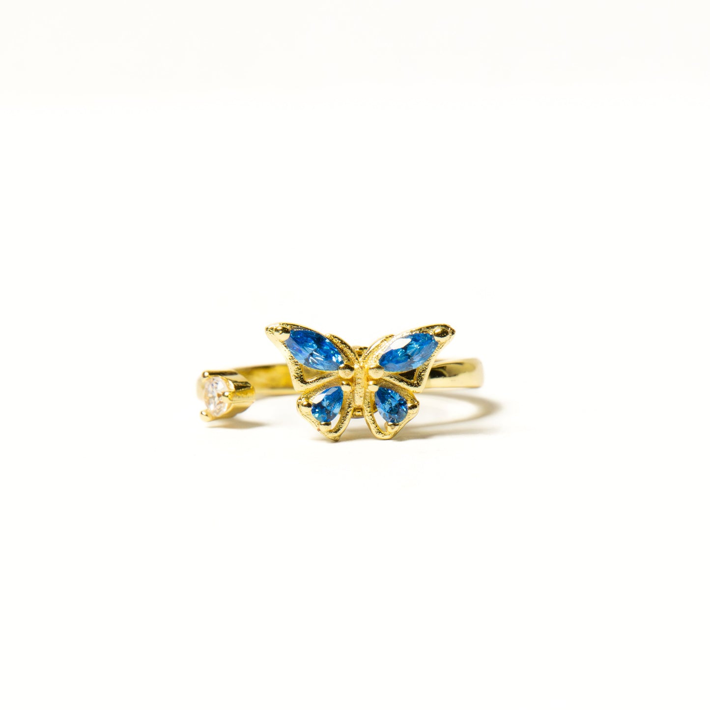 Anillo Giratorio Mariposa Dorado y Celeste - Agosto 18