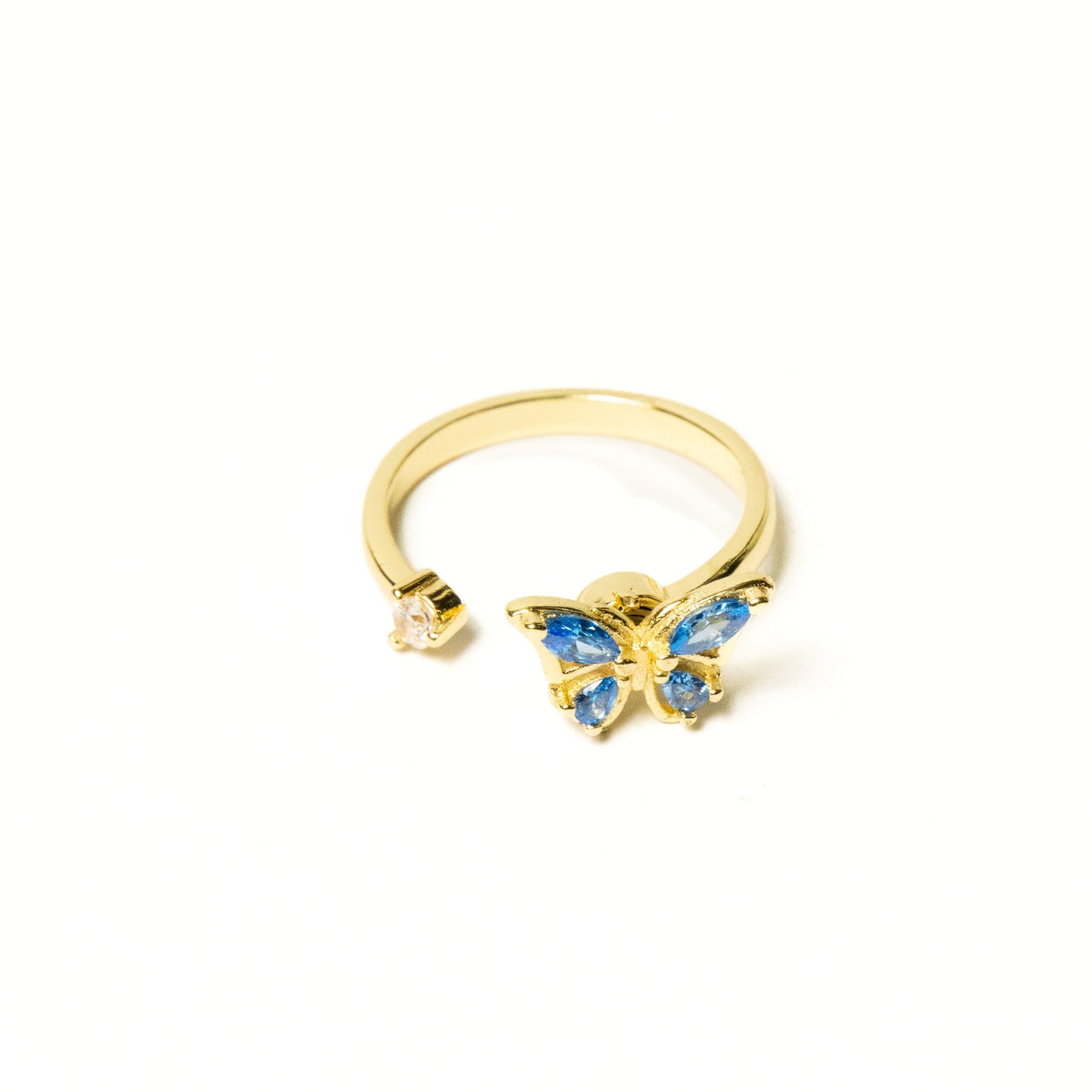 Anillo Giratorio Mariposa Dorado y Celeste - Agosto 18