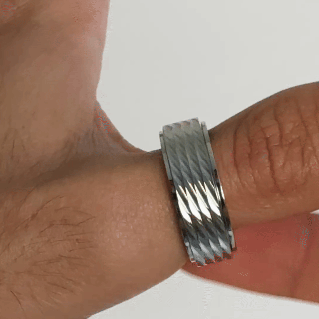 Anillo Deslizante Patrón Relieve Plateado
