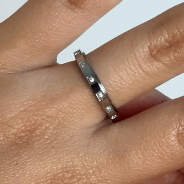 Anillo Deslizante Delgado Brillos Plateado