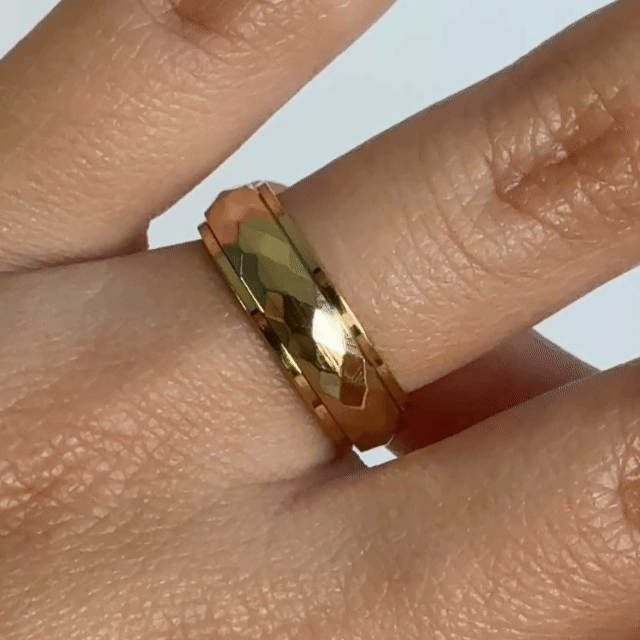 Anillo Deslizante Corte Rombo Dorado