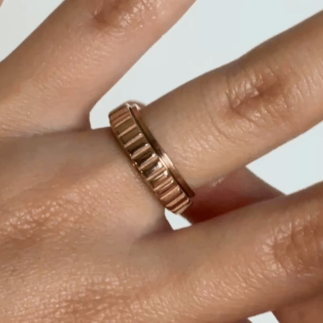 Anillo Deslizante Patrón Rectángulos Oro Rosa