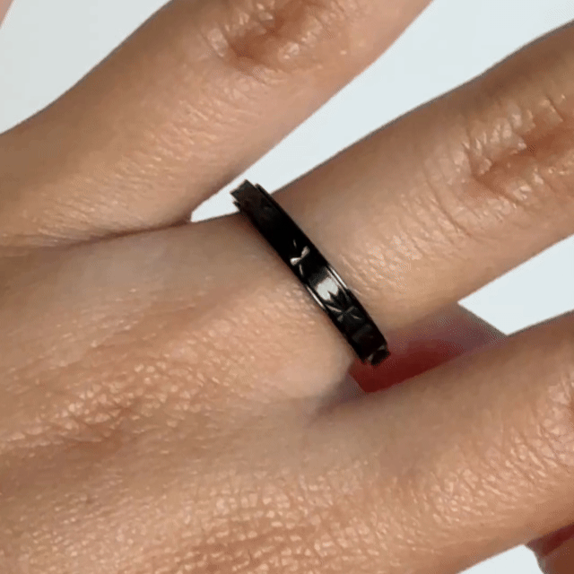 Anillo Deslizante Delgado Textura 1 Negro