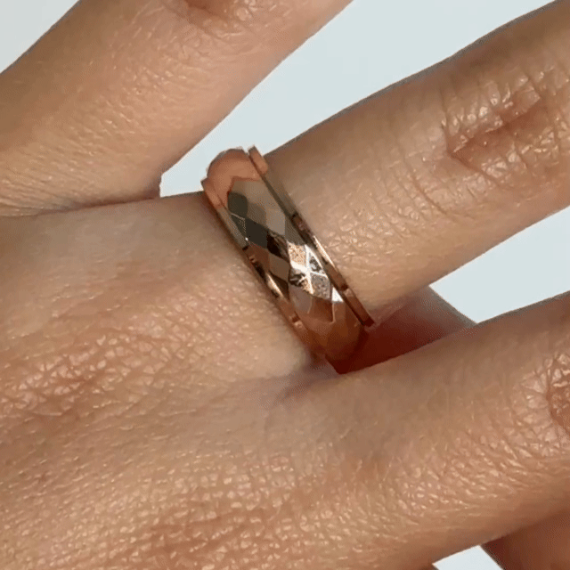 Anillo Deslizante Corte Rombo Oro Rosa