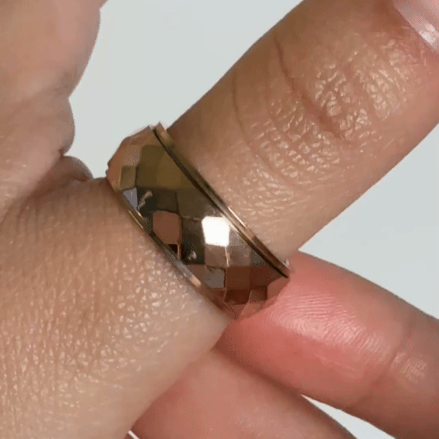Anillo Deslizante Grueso Corte Rombo Oro Rosa