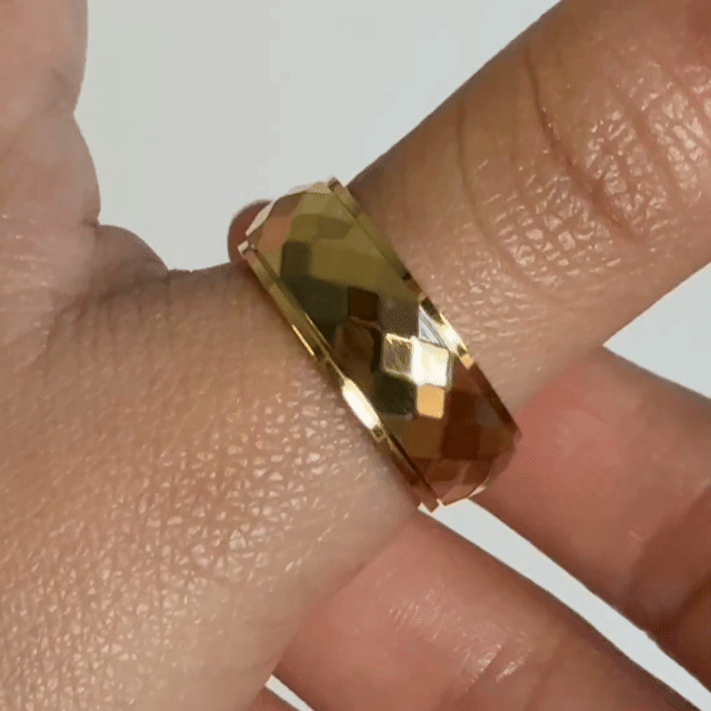 Anillo Deslizante Grueso Corte Rombo Dorado