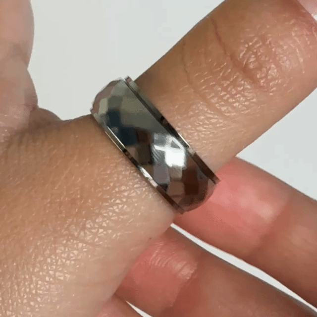 Anillo Deslizante Grueso Corte Rombo Plateado