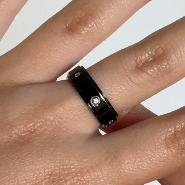 Anillo Deslizante Insertos Zirconias Negro