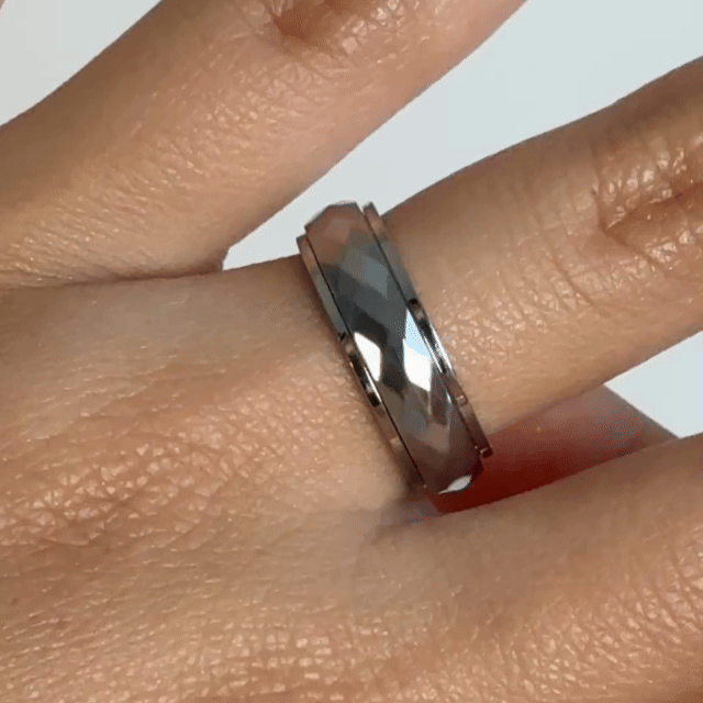 Anillo Deslizante Corte Rombo Plateado