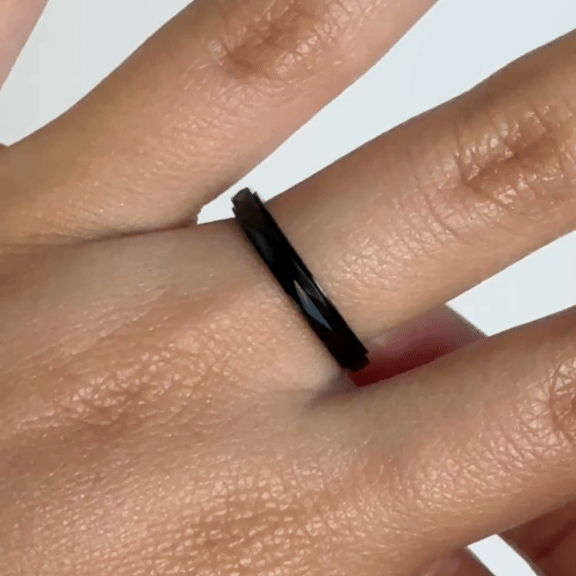 Anillo Deslizante Delgado Textura 2 Negro