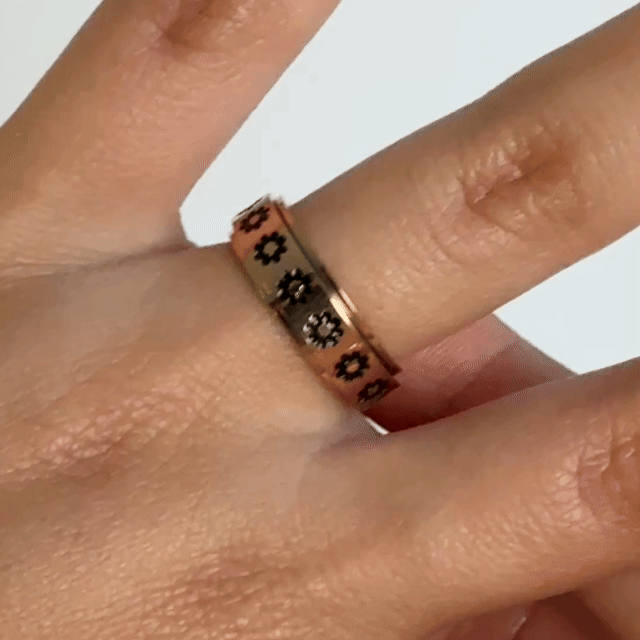 Anillo Deslizante Flor Oro Rosa