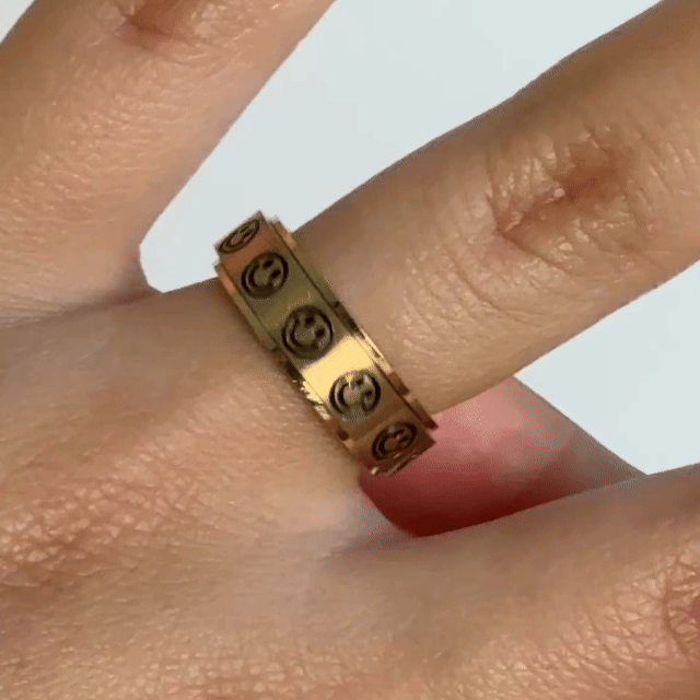 Anillo Deslizante Carita Feliz Dorado
