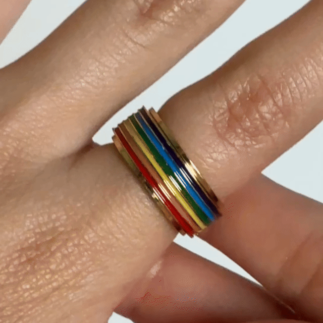 Anillo Deslizante Arcoiris Dorado
