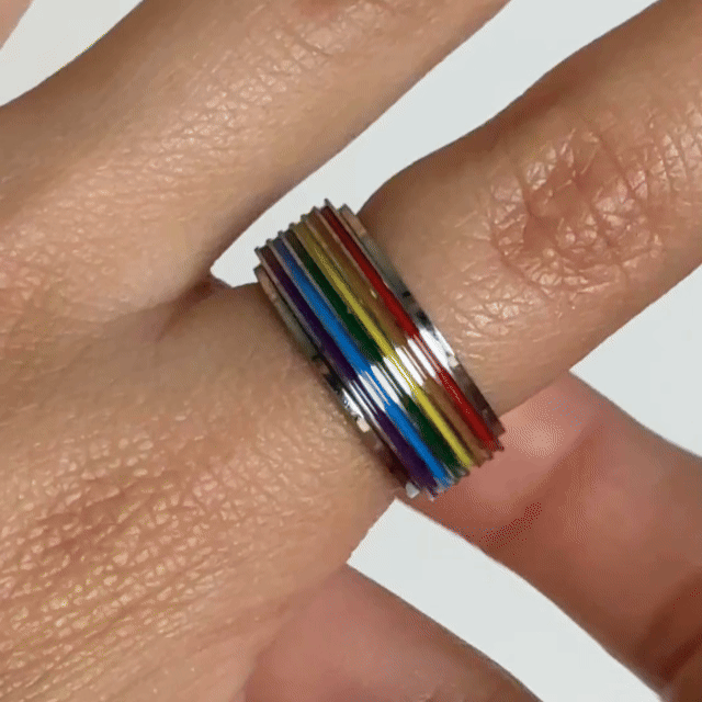 Anillo Deslizante Arcoiris Plateado