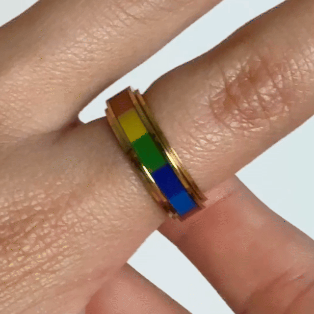 Anillo Deslizante Multicolor Dorado
