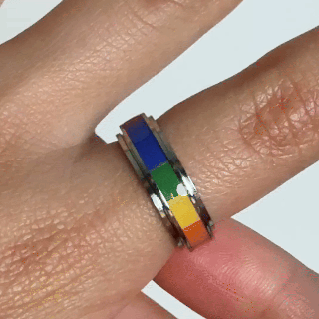Anillo Deslizante Multicolor Plateado