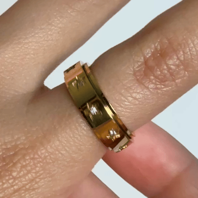 Anillo Deslizante Estrellas Zircon Dorado