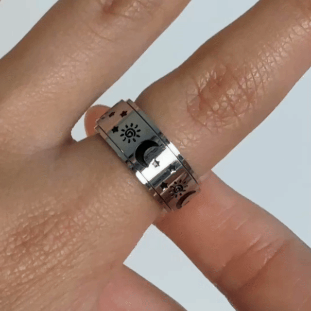 Anillo Deslizante Luna y Estrellas 1 Plateado