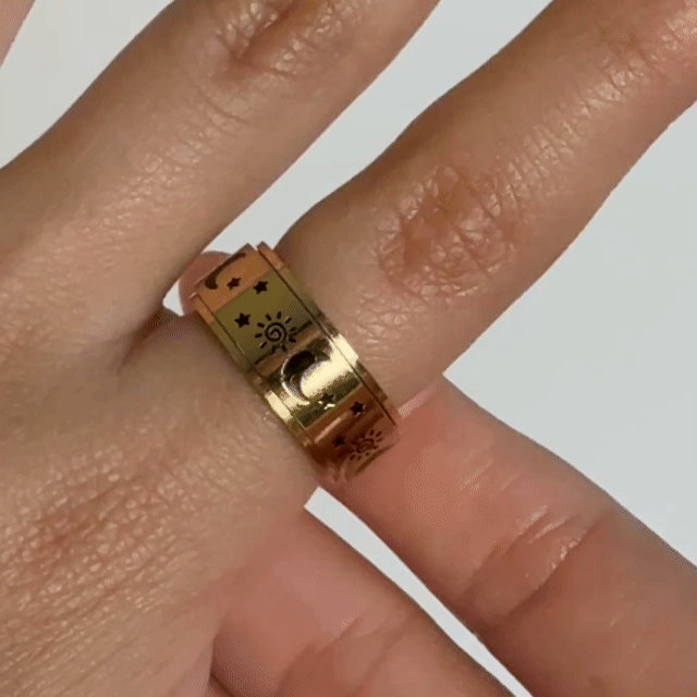 Anillo Deslizante Luna y Estrellas 1 Dorado