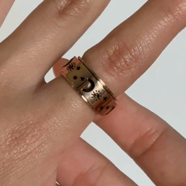 Anillo Deslizante Luna y Estrellas 1 Oro Rosa
