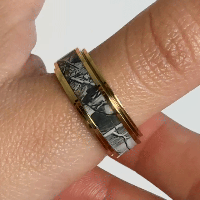 Anillo Deslizante Textura Abstracta Bicolor
