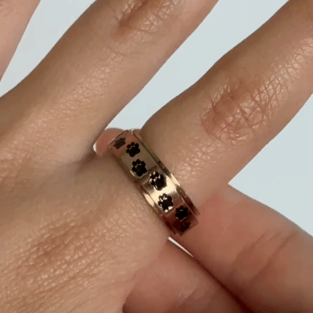 Anillo Deslizante Patitas de Perro 2 Oro Rosa