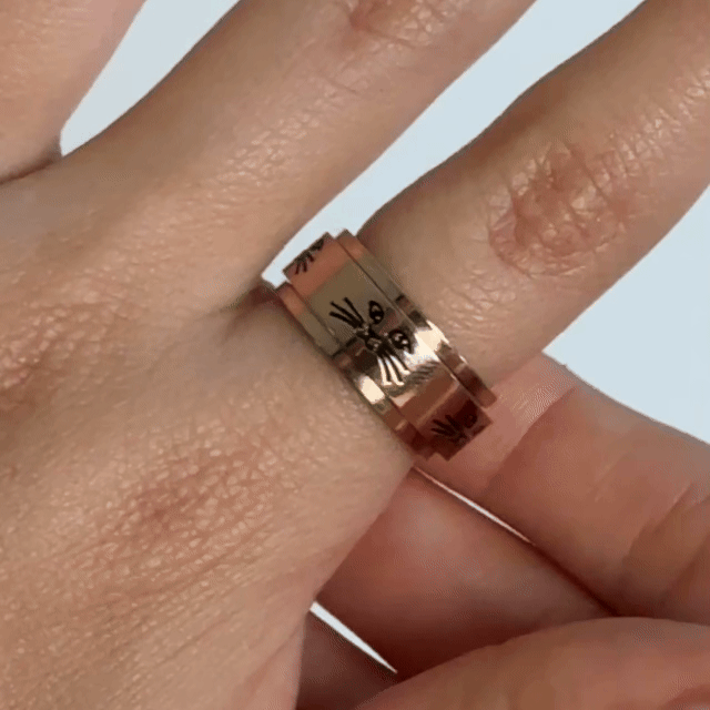 Anillo Deslizante Gatito Oro Rosa