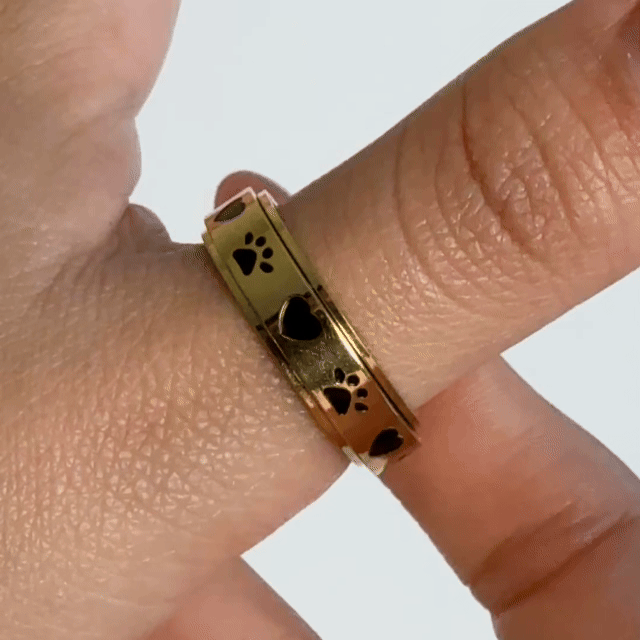 Anillo Deslizante Patitas de Perro Dorado