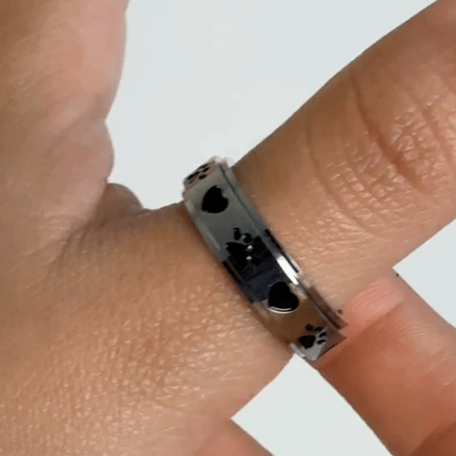 Anillo Deslizante Patitas de Perro Plateado