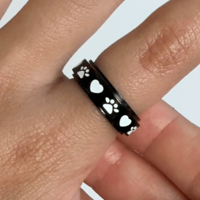 Anillo Deslizante Patitas de Perro Negro