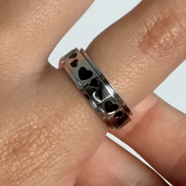 Anillo Deslizante Corazones Plateado