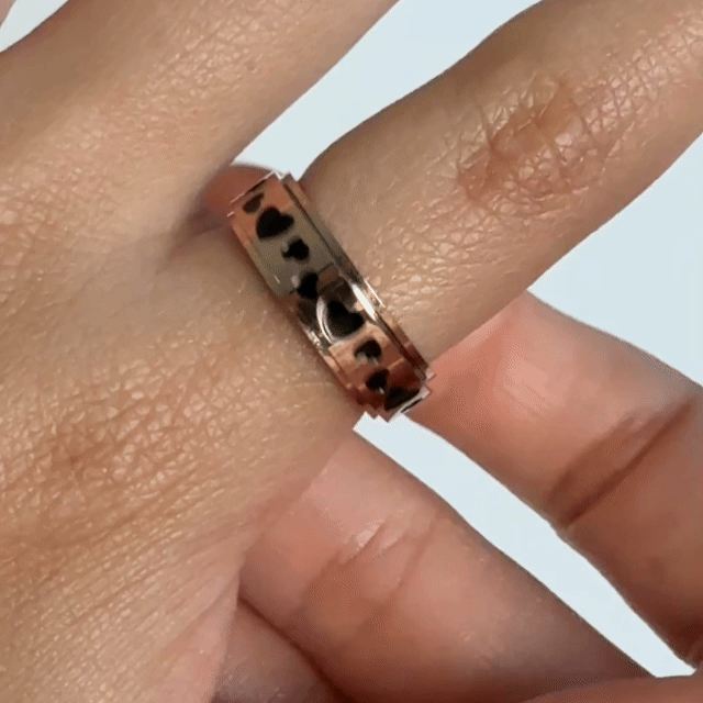 Anillo Deslizante Corazones Oro Rosa