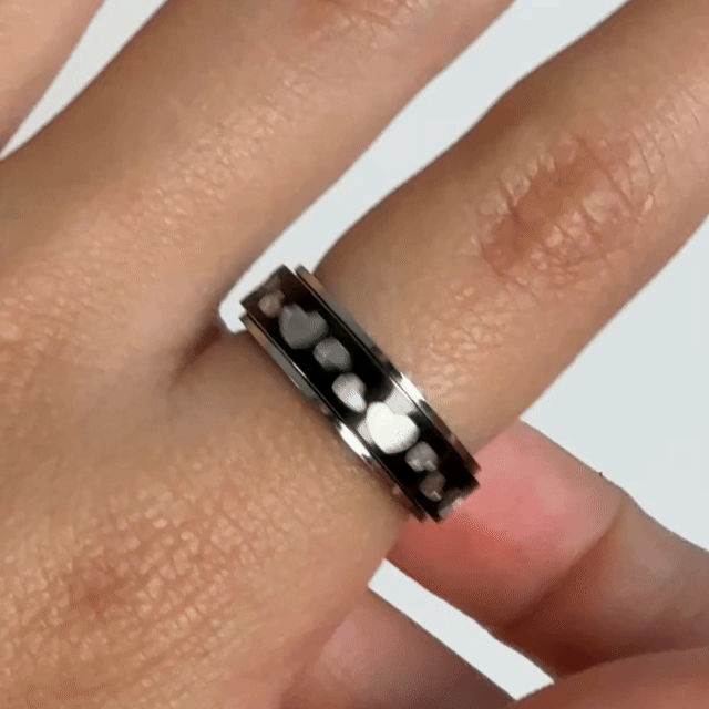 Anillo Deslizante Corazones Negro