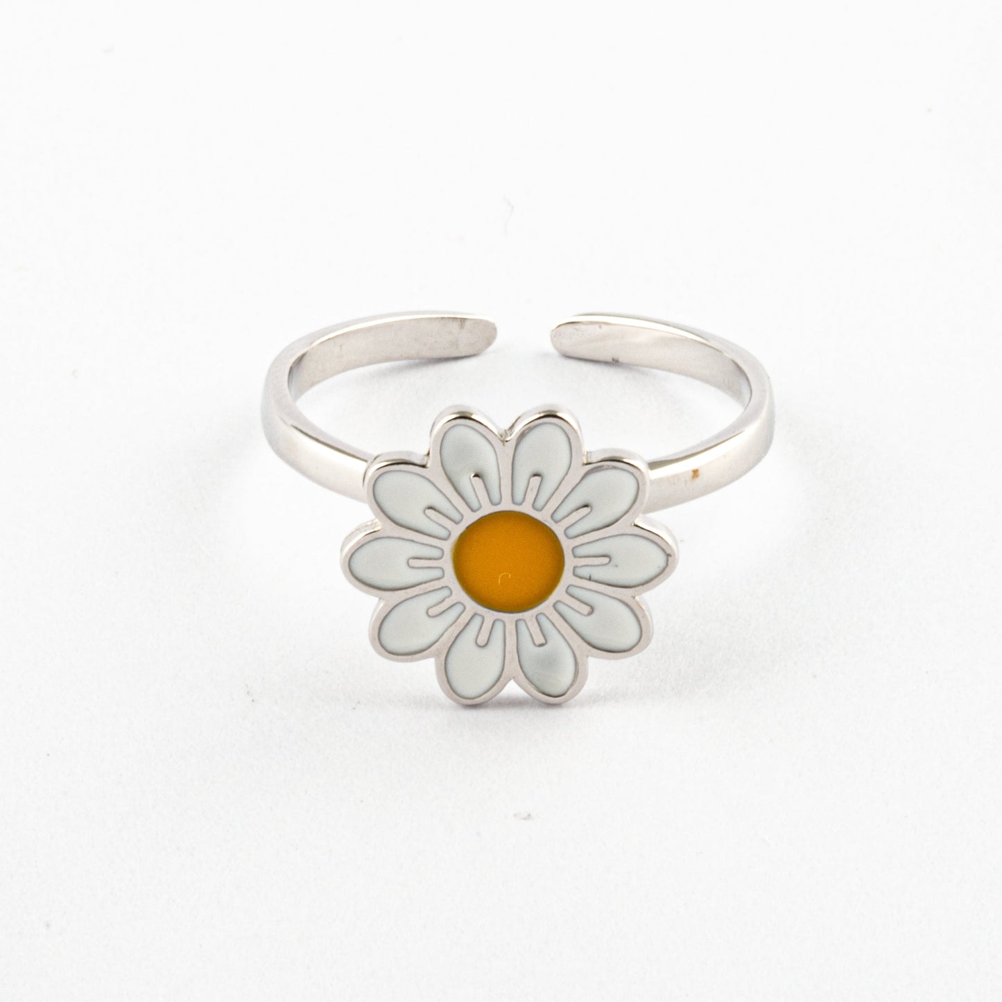 Anillo Anti-Estrés Plata S925 Flor Blanca