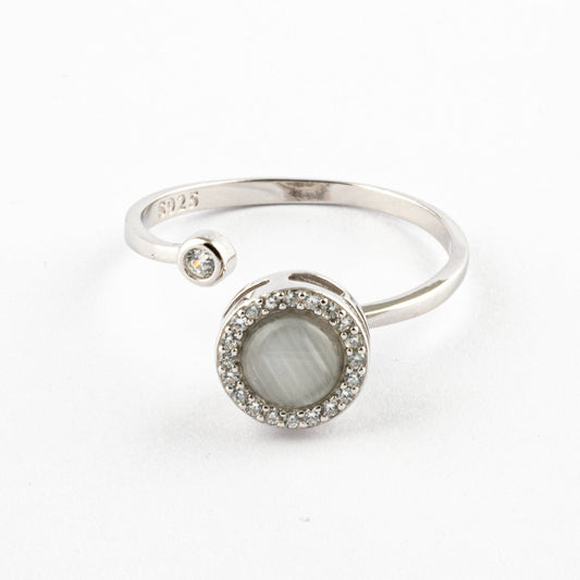 Anillo Anti-Estrés Plata S925 Ópalo Plateado