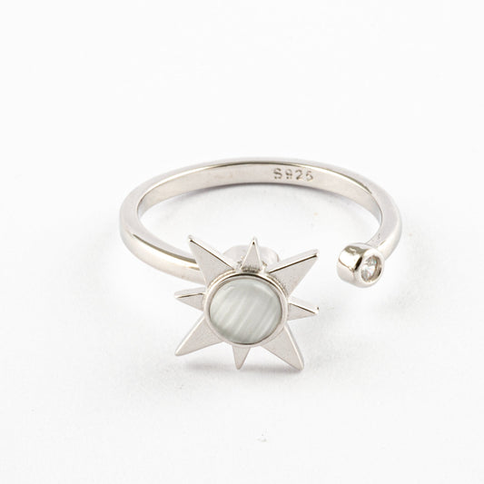 Anillo Anti-Estrés Plata S925 Sol Picos