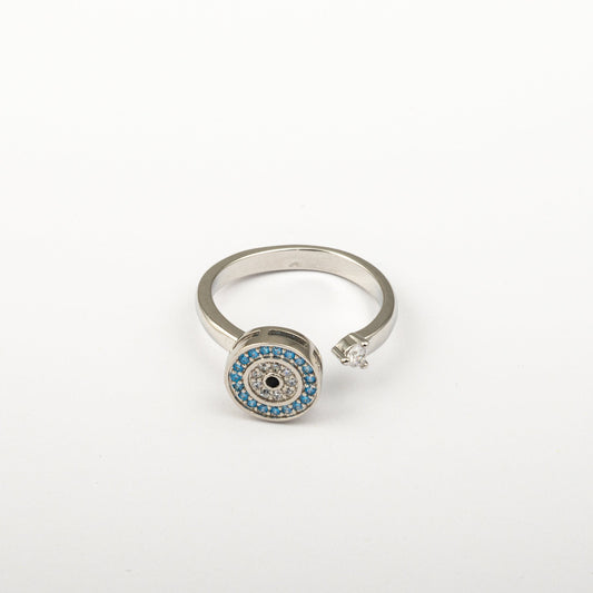 Anillo Giratorio Ojo Turco Plateado