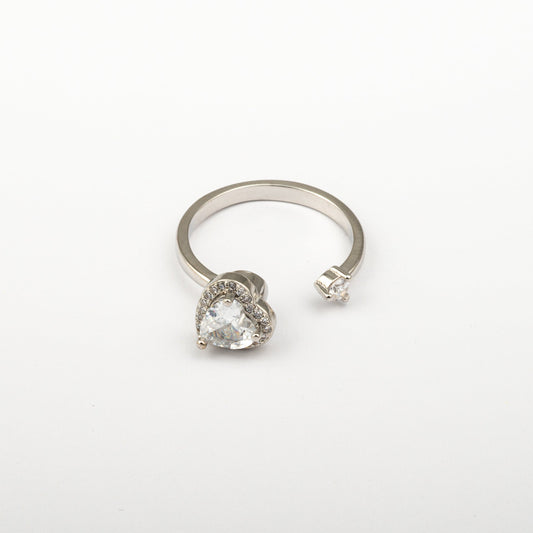 Anillo Giratorio Corazón con Zirconias Plateado