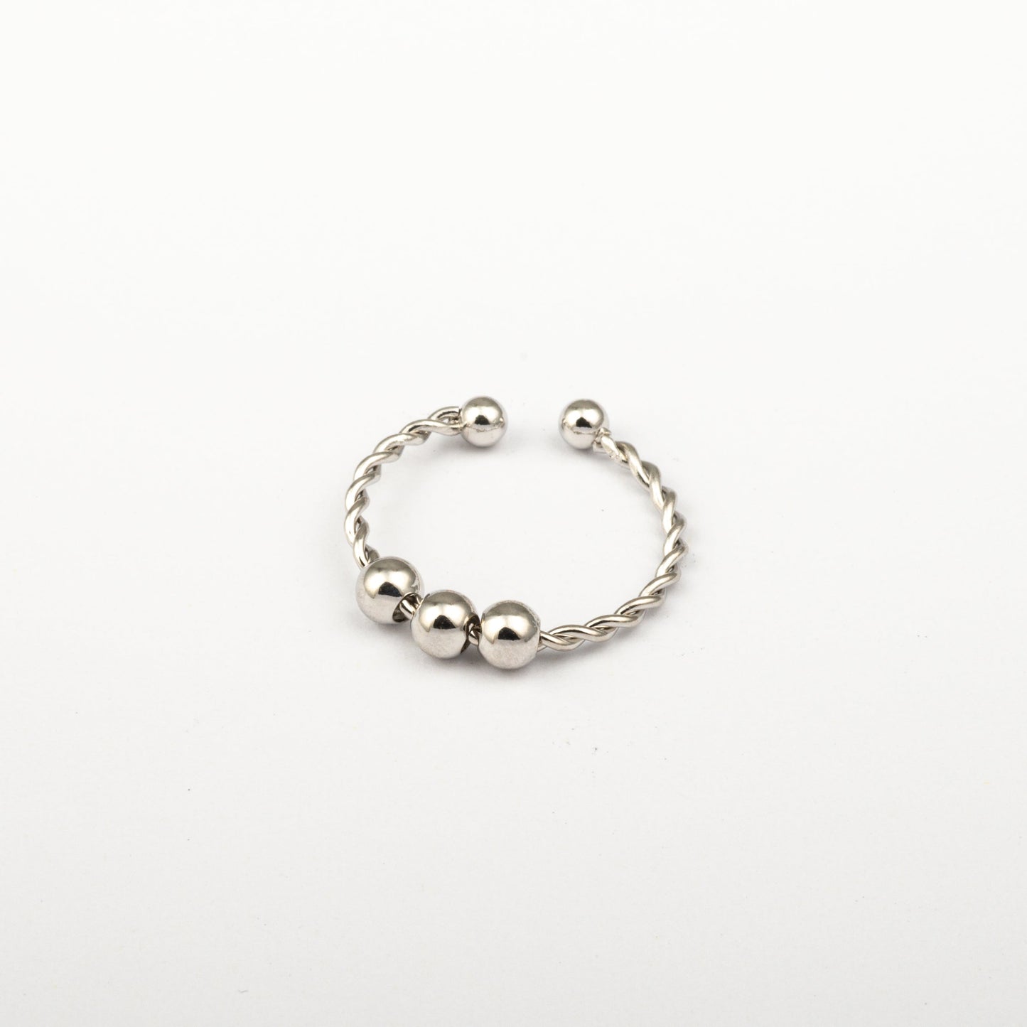 Anillo Anti-Estrés Deslizante Trenza Julio Plateado