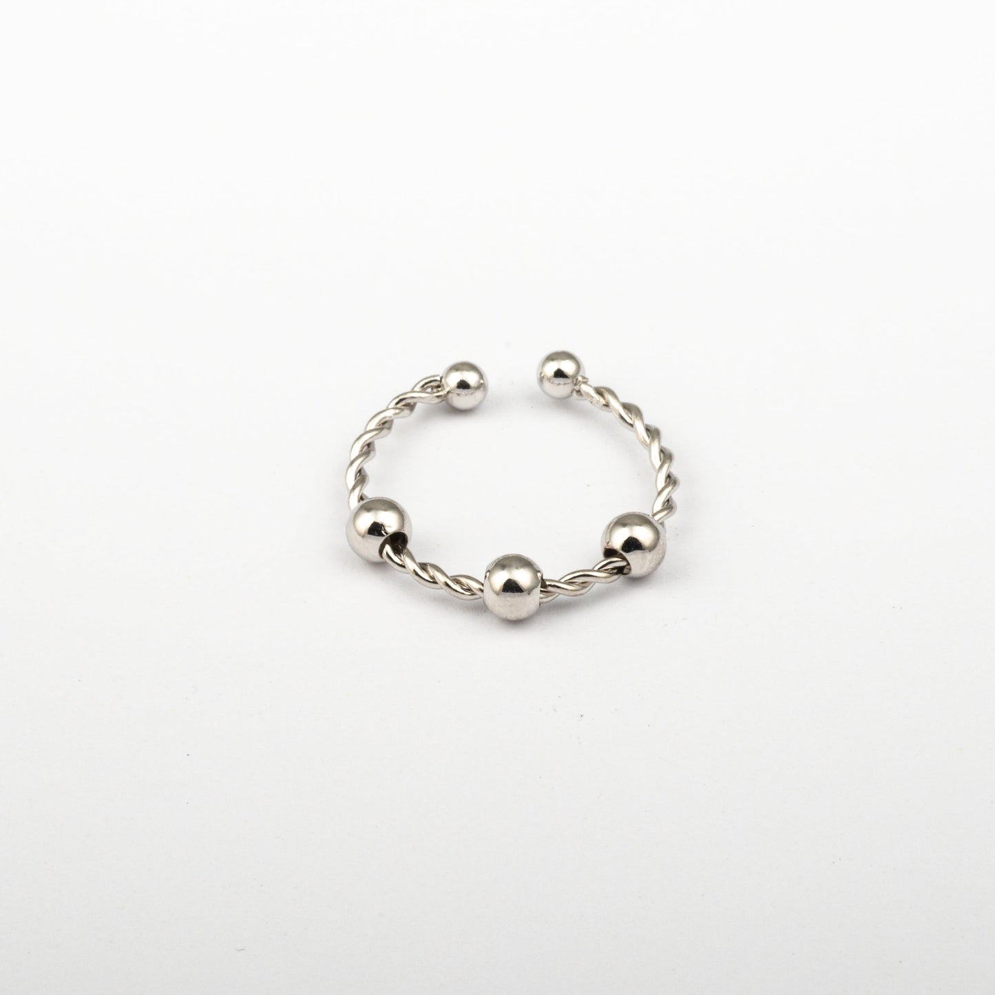 Anillo Anti-Estrés Deslizante Trenza Julio Plateado
