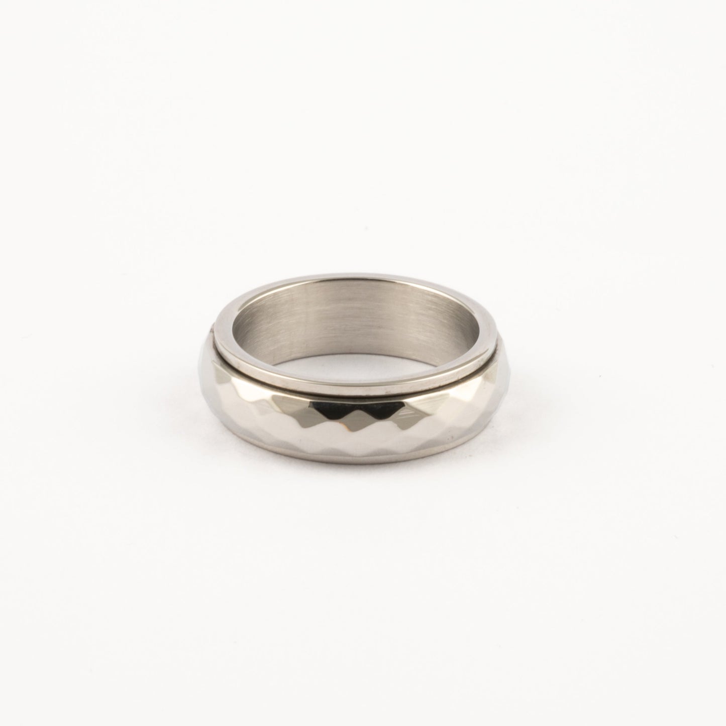 Anillo Deslizante Corte Rombo Plateado