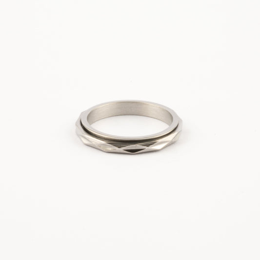 Anillo Deslizante Delgado Textura 2 Plateado