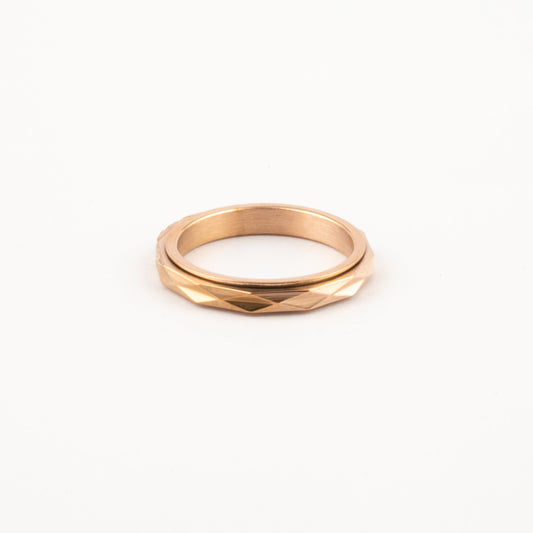 Anillo Deslizante Delgado Textura 2 Oro Rosa