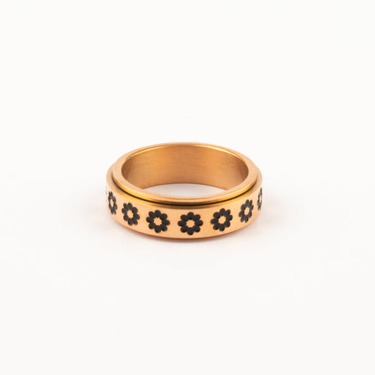 Anillo Deslizante Flor Oro Rosa