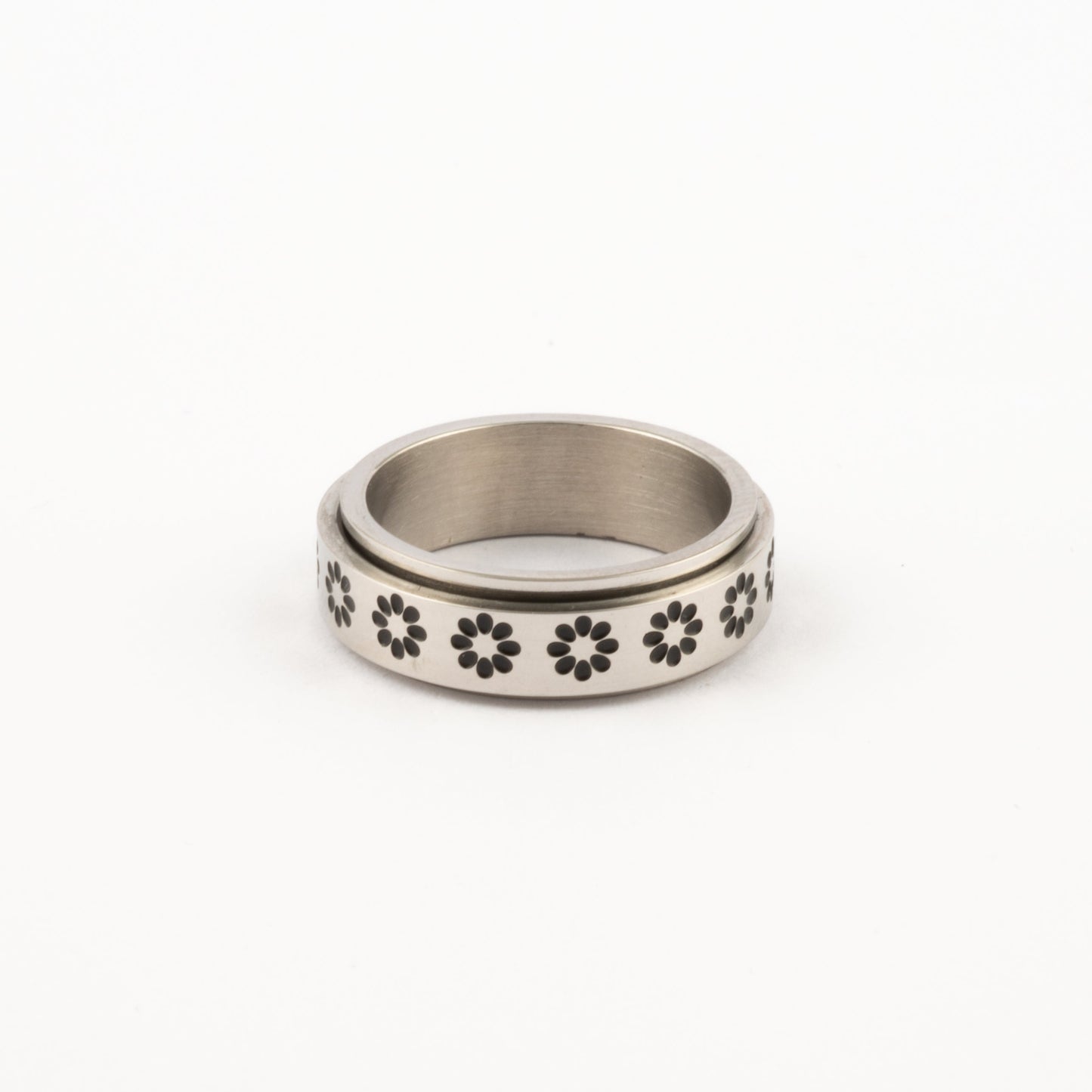 Anillo Deslizante Flor Plateado