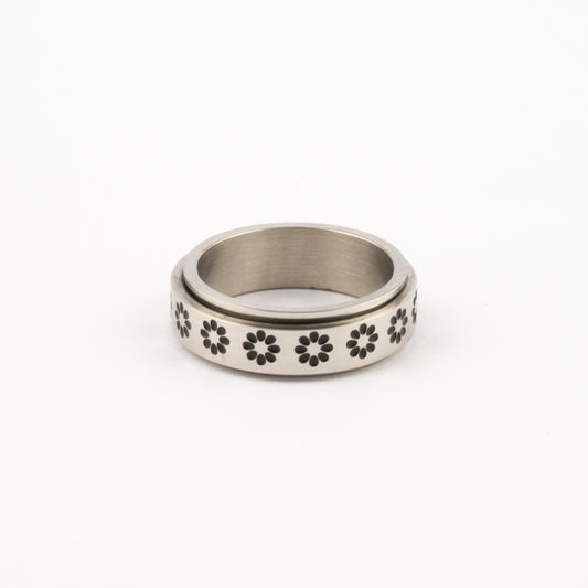 Anillo Deslizante Flor Plateado