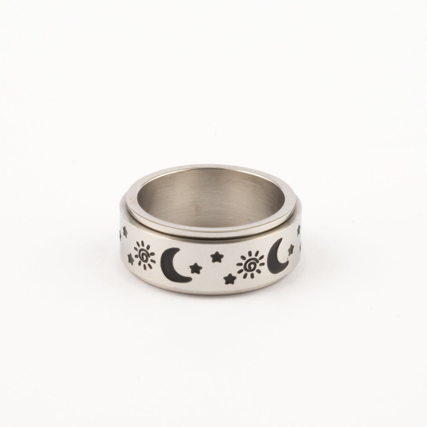 Anillo Deslizante Luna y Estrellas 1 Plateado