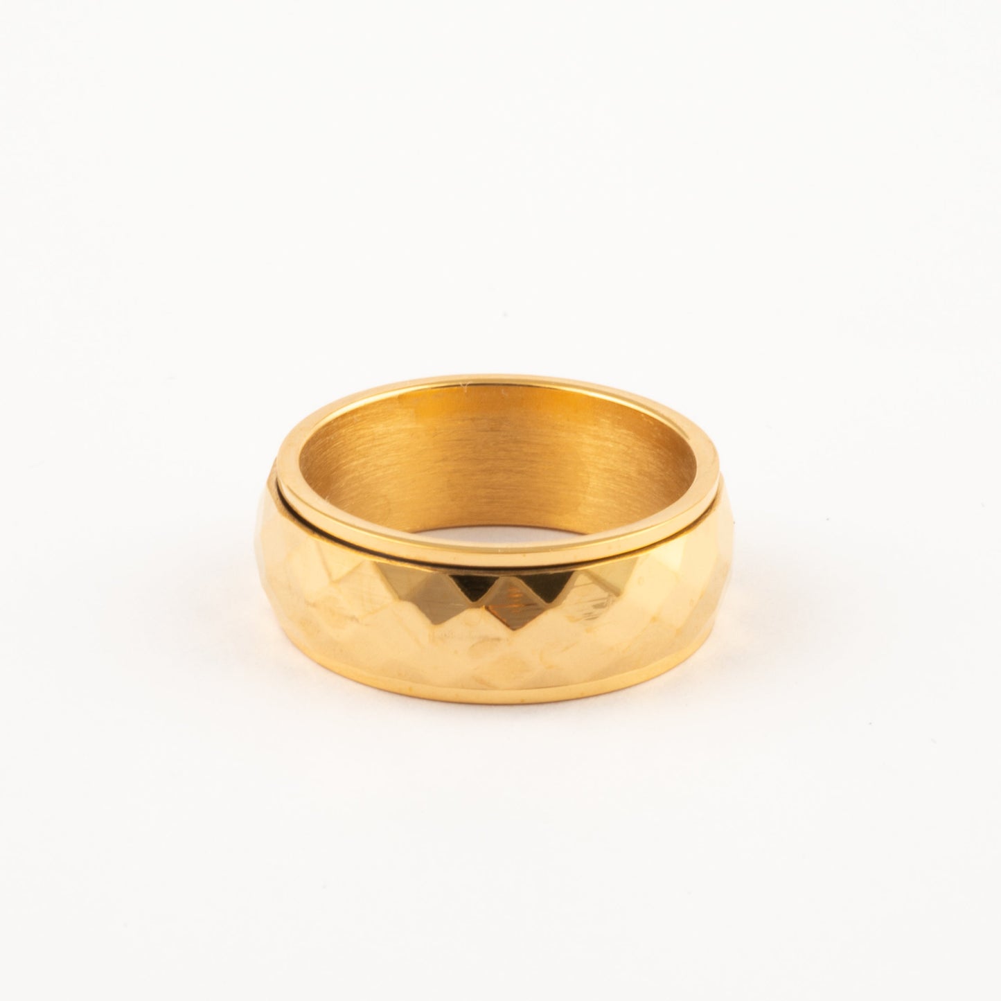 Anillo Deslizante Grueso Corte Rombo Dorado